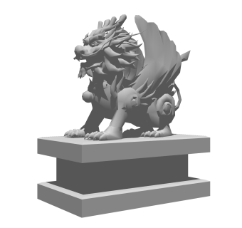 中式麒麟雕塑su模型,摆件草图大师模型下载
