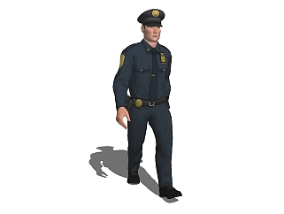 现代警察<em>人物草图</em>大师模型，警察人物sketchup模型下载