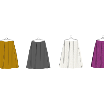 女士半身百褶裙服饰草图大师模型,服装店衣架su模型下载