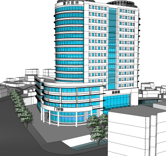 现代医院草图大师模型，医院sketchup模型下载