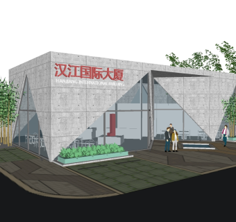 现代售楼处sketchup模型，售楼中心skp文件下载