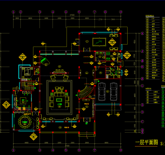 中式别墅室内施工图，别墅装饰CAD施工图纸下载