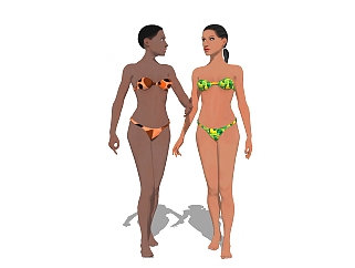 超逼真的3D人物su模型，泳装人物草图大师模型下载