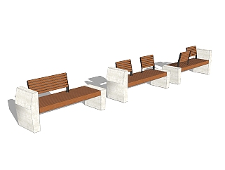 现代户外公用椅草图大师模型，户外椅sketchup模型下载