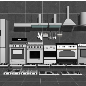 现代厨房用具草图大师模型，厨具su模型下载