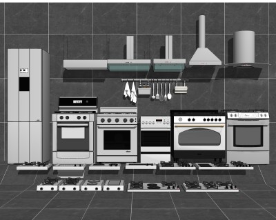 现代厨房用具草图大师模型，厨具su模型下载