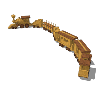 现代小火车玩具草图大师模型，玩具su模型下载