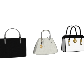 现代女士手提包草图大师模型,服装店衣架su模型下载