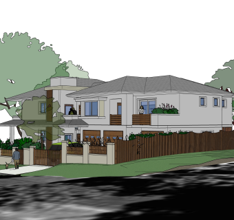 现代独栋别墅su模型下载，别墅草图大师模型分享