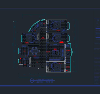 祥细家装户型图三居CAD，免费下载