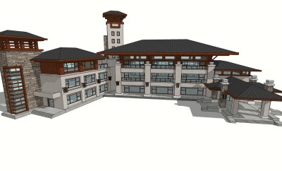 新中式休闲建筑会所模型，sketchup模型免费下载