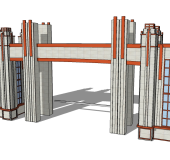 欧式入口大门skp文件下载，入口大门sketchup模型分享