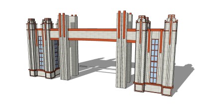 欧式入口大门skp文件下载，入口大门sketchup模型分享