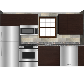 现代橱柜草图大师模型，一字型橱柜sketchup模型下载