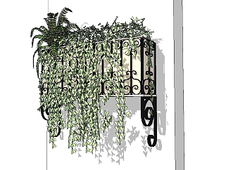 现代绿植背景墙草图大师模型，绿植墙sketchup模型下载