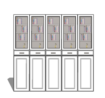 简欧书柜草图大师模型，柜子sketchup模型下载
