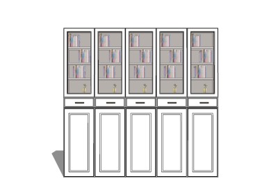 简欧书柜草图大师模型，柜子sketchup模型下载