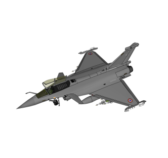 现代阵风多用途战斗机sketchup模型，战斗机草图大师模型下载