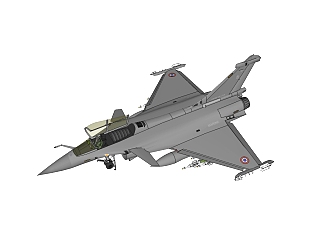 现代阵风多用途战斗机sketchup模型，战斗机草图大师模型下载