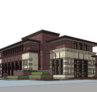 中式别墅草图大师模型，别墅sketchup模型