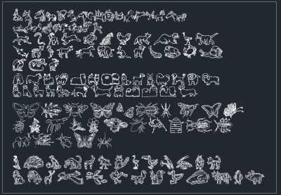 史上最齐动物CAD素材，动物素材CAD图纸下载