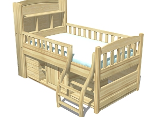 高低床铺草图大师模型，<em>儿童床</em>SU模型下载