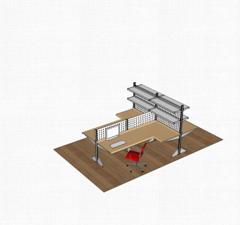 现代实木办公桌草图大师模型，办公桌skp模型下载