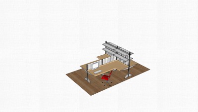 现代实木办公桌草图大师模型，办公桌skp模型下载
