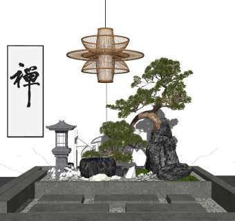 中式迎客松草图大师模型，迎客松SKB文件下载