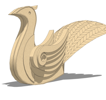 神鸟凤凰雕塑su模型,摆件草图大师模型下载