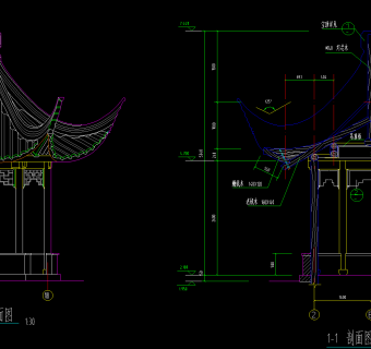 苏式亭阁CAD施工图，亭子CAD建筑图纸下载