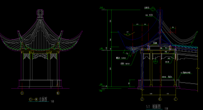 苏式亭阁CAD施工图，亭子CAD建筑图纸下载