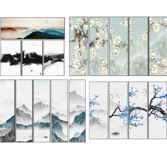 新中式装饰画sketchup模型下载，装饰画skb模型分享