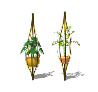 新中式花架景观配饰草图大师模型，花架景观配饰sketchup模型下载