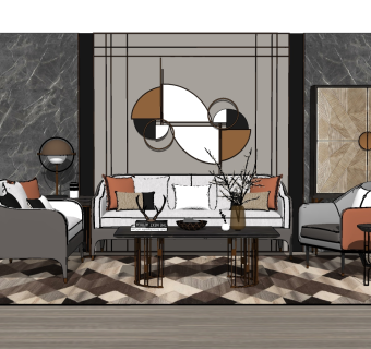 简约北欧沙发su模型，沙发sketchup模型下载