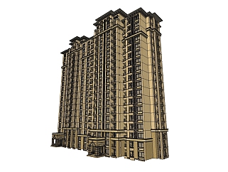 新古典高层<em>公寓楼</em>草图大师模型，<em>公寓</em>sketchup模型