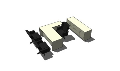  现代卡座办公桌草图大师模型，办公桌sketchup模型下载