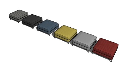 现代脚踏沙发凳sketchup模型，脚踏草图大师模型下载