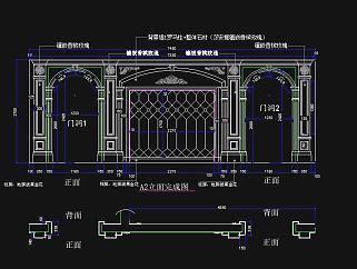 大理石背景墙罗马柱素材CAD图库，大理石背景墙CAD图纸下载