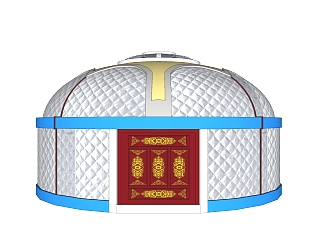现代蒙古包su模型，帐篷skp模型下载