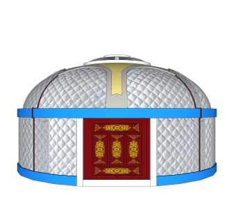 现代蒙古包su模型，帐篷skp模型下载