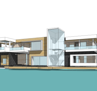 现代办公楼外观草图大师模型，办公楼外观sketchup模型免费下载