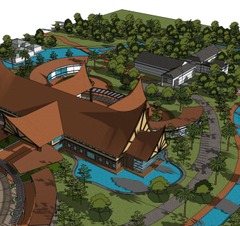 东南亚酒店草图大师模型下载、东南亚酒店su模型下载