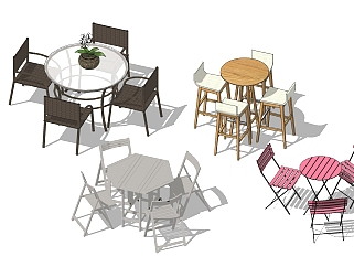现代<em>户外休闲桌椅</em>组合su模型，休闲桌椅sketchup模型...