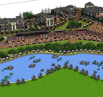 度假酒店草图大师模型下载、度假酒店su模型下载