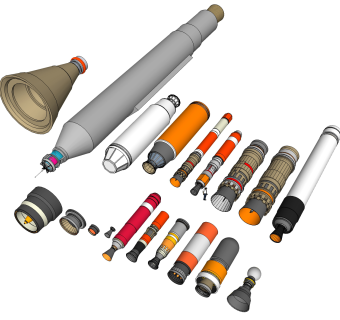 现代航天设备火箭构件草图大师模型，火箭su模型下载