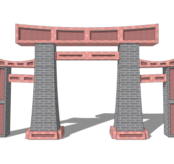 大门式牌楼草图大师模型下载，入口大门sketchup模型分享