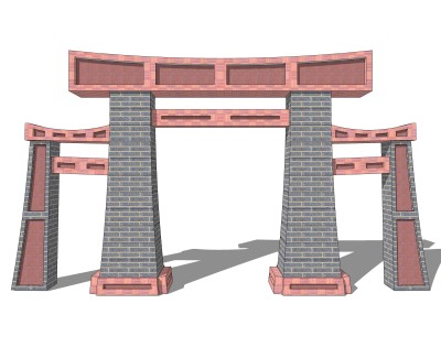 大门式牌楼草图大师模型下载，入口大门sketchup模型分享