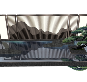 新中式景墙sketchup模型下载