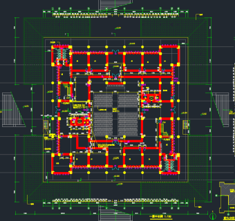 三层框架结构图书馆建筑施工图，图书馆CAD施工图纸下载